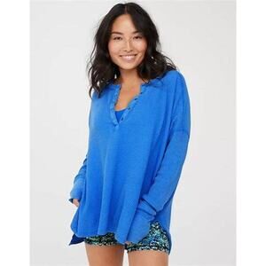 OFFLINE BY AERIE Wow! Waffle Henley Long Sleeve T-Shirt Tee Oversized NWOT Small